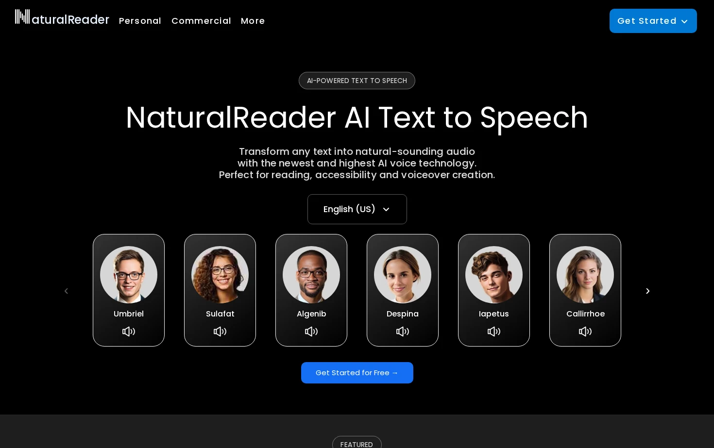 NaturalReader 页面快照